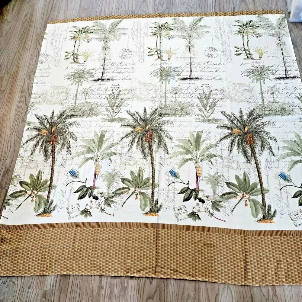 Avanti Home Linens Shower Curtain Colony Palm Tree Beaded Accents 72